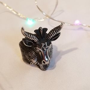 Killstar ~ Baphomet Ring ~ Silver